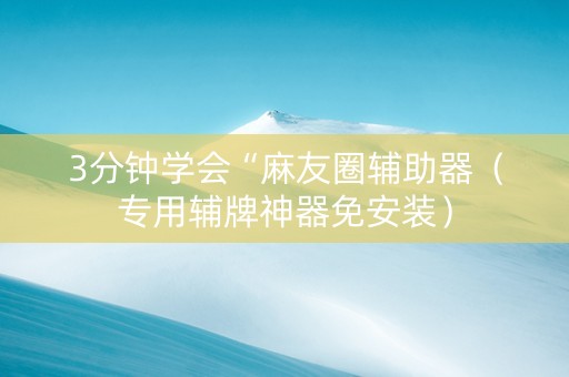 3分钟学会“麻友圈辅助器（专用辅牌神器免安装）