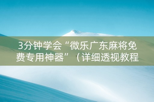 3分钟学会“微乐广东麻将免费专用神器”（详细透视教程）-哔哩哔哩