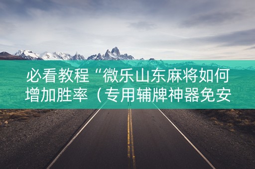 必看教程“微乐山东麻将如何增加胜率（专用辅牌神器免安装）