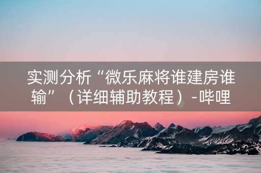 实测分析“微乐麻将谁建房谁输”（详细辅助教程）-哔哩哔哩