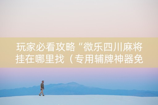 玩家必看攻略“微乐四川麻将挂在哪里找（专用辅牌神器免安装）
