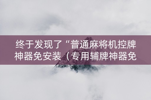 终于发现了“普通麻将机控牌神器免安装（专用辅牌神器免安装）