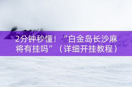 2分钟秒懂！“白金岛长沙麻将有挂吗”（详细开挂教程）-哔哩哔哩