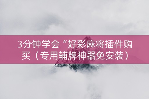 3分钟学会“好彩麻将插件购买（专用辅牌神器免安装）