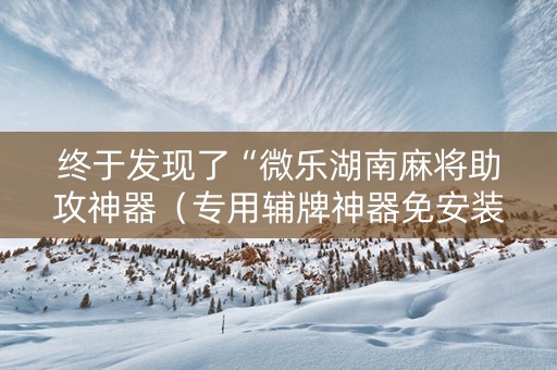 终于发现了“微乐湖南麻将助攻神器（专用辅牌神器免安装）