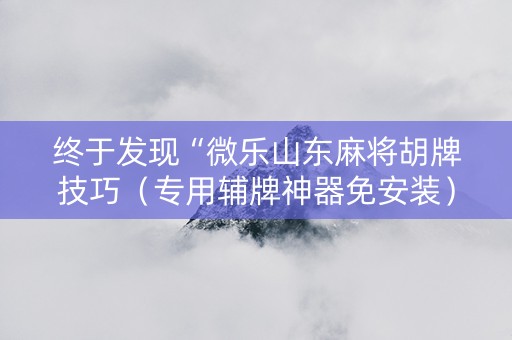 终于发现“微乐山东麻将胡牌技巧（专用辅牌神器免安装）