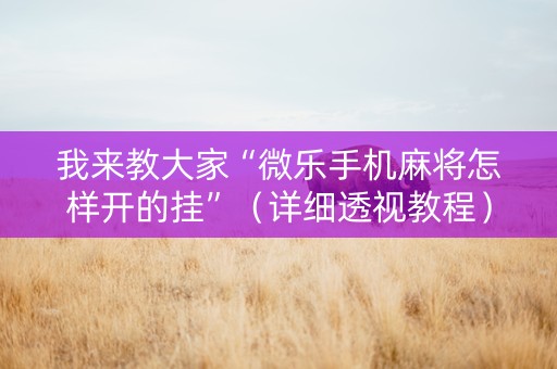 我来教大家“微乐手机麻将怎样开的挂”（详细透视教程）-哔哩哔哩