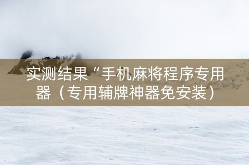 实测结果“手机麻将程序专用器（专用辅牌神器免安装）
