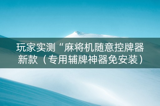 玩家实测“麻将机随意控牌器新款（专用辅牌神器免安装）