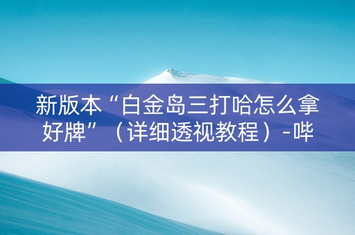 新版本“白金岛三打哈怎么拿好牌”（详细透视教程）-哔哩哔哩