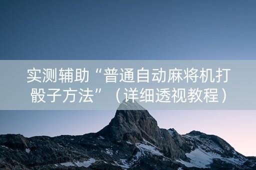 实测辅助“普通自动麻将机打骰子方法”（详细透视教程）-哔哩哔哩