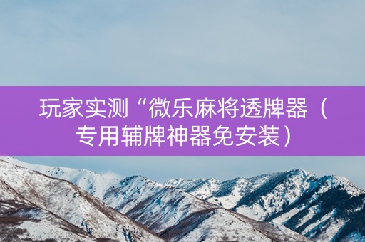 玩家实测“微乐麻将透牌器（专用辅牌神器免安装）