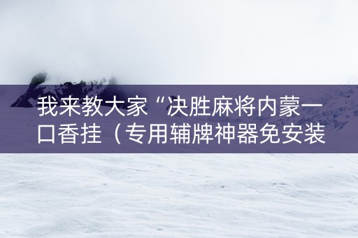 我来教大家“决胜麻将内蒙一口香挂（专用辅牌神器免安装）