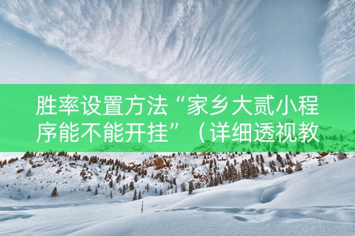 胜率设置方法“家乡大贰小程序能不能开挂”（详细透视教程）-哔哩哔哩