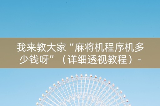 我来教大家“麻将机程序机多少钱呀”（详细透视教程）-哔哩哔哩