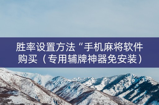 胜率设置方法“手机麻将软件购买（专用辅牌神器免安装）