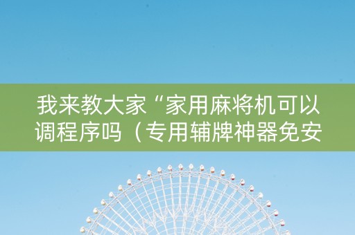 我来教大家“家用麻将机可以调程序吗（专用辅牌神器免安装）