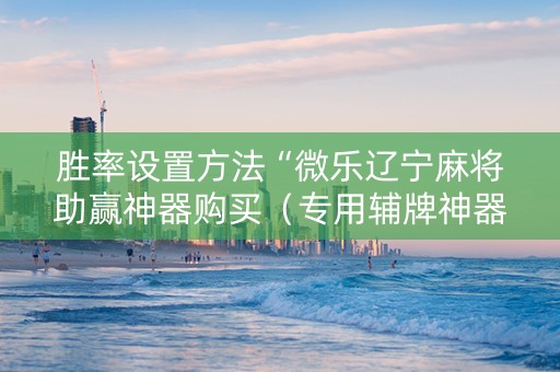 胜率设置方法“微乐辽宁麻将助赢神器购买（专用辅牌神器免安装）
