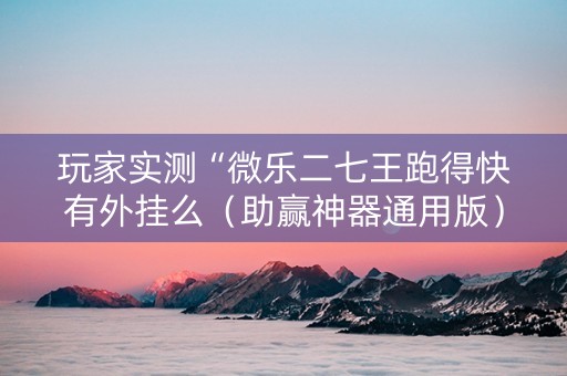 玩家实测“微乐二七王跑得快有外挂么（助赢神器通用版）