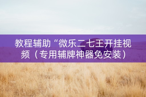 教程辅助“微乐二七王开挂视频（专用辅牌神器免安装）