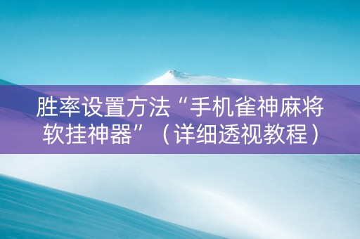 胜率设置方法“手机雀神麻将软挂神器”（详细透视教程）-哔哩哔哩