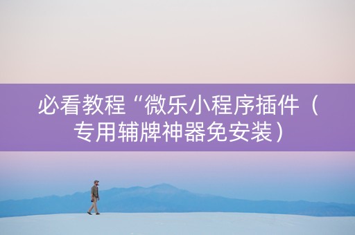 必看教程“微乐小程序插件（专用辅牌神器免安装）