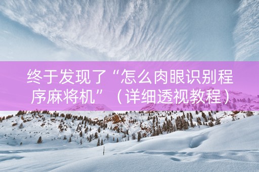 终于发现了“怎么肉眼识别程序麻将机”（详细透视教程）-哔哩哔哩