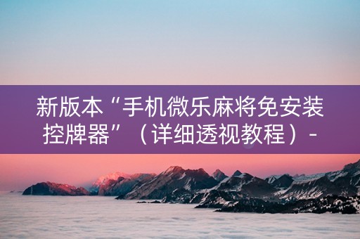 新版本“手机微乐麻将免安装控牌器”（详细透视教程）-哔哩哔哩