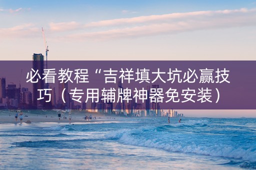 必看教程“吉祥填大坑必赢技巧（专用辅牌神器免安装）