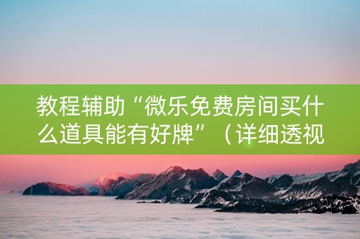 教程辅助“微乐免费房间买什么道具能有好牌”（详细透视教程）-哔哩哔哩