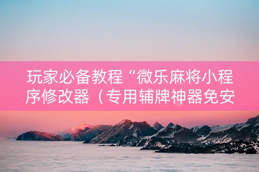 玩家必备教程“微乐麻将小程序修改器（专用辅牌神器免安装）