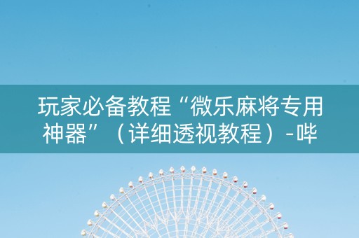 玩家必备教程“微乐麻将专用神器”（详细透视教程）-哔哩哔哩