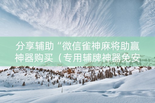 分享辅助“微信雀神麻将助赢神器购买（专用辅牌神器免安装）