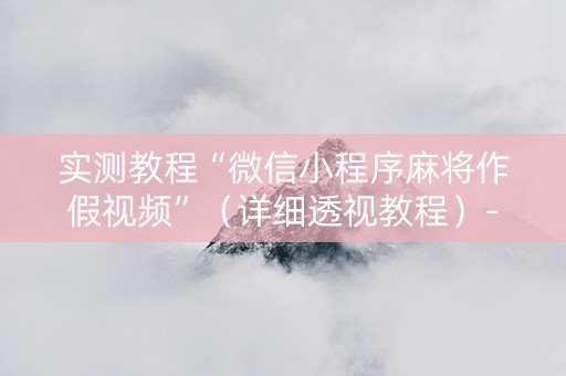 实测教程“微信小程序麻将作假视频”（详细透视教程）-哔哩哔哩