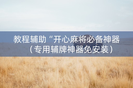 教程辅助“开心麻将必备神器（专用辅牌神器免安装）