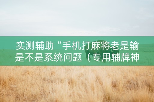 实测辅助“手机打麻将老是输是不是系统问题（专用辅牌神器免安装）