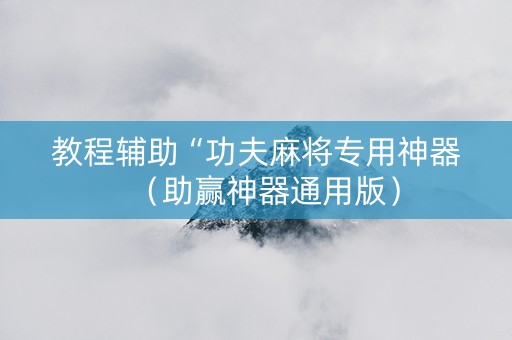 教程辅助“功夫麻将专用神器（助赢神器通用版）