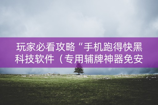 玩家必看攻略“手机跑得快黑科技软件（专用辅牌神器免安装）