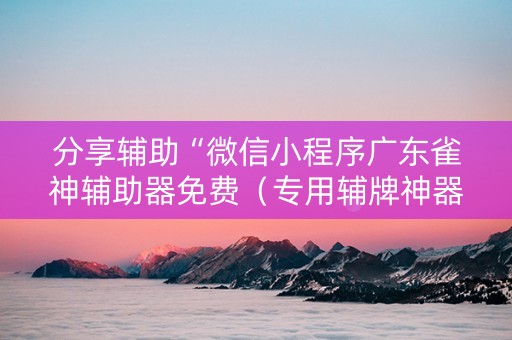 分享辅助“微信小程序广东雀神辅助器免费（专用辅牌神器免安装）