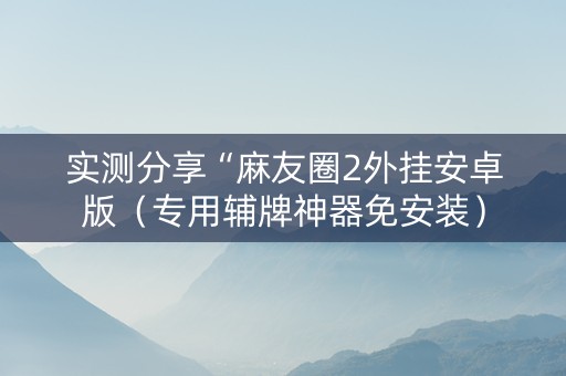 实测分享“麻友圈2外挂安卓版（专用辅牌神器免安装）