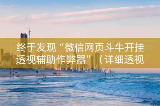 终于发现“微信网页斗牛开挂透视辅助作弊器”（详细透视教程）-哔哩哔哩