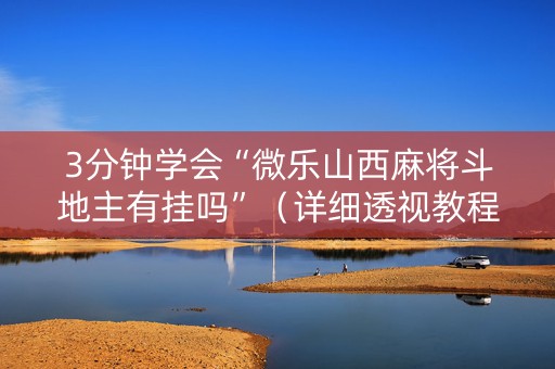 3分钟学会“微乐山西麻将斗地主有挂吗”（详细透视教程）-哔哩哔哩