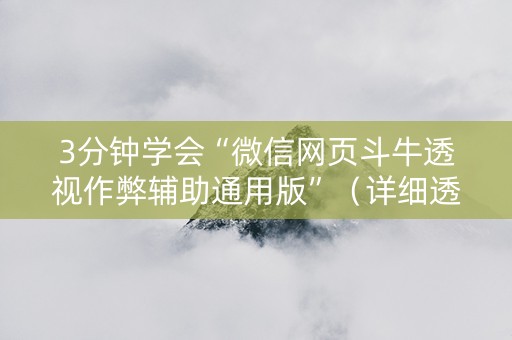 3分钟学会“微信网页斗牛透视作弊辅助通用版”（详细透视教程）-哔哩哔哩