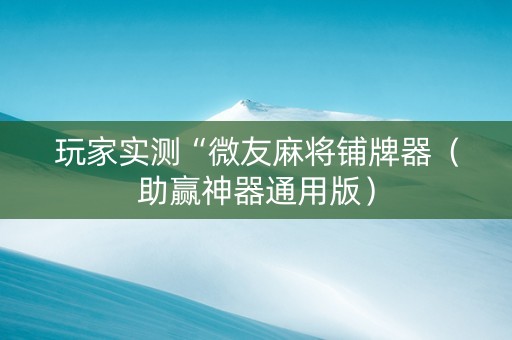 玩家实测“微友麻将铺牌器（助赢神器通用版）