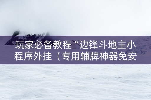 玩家必备教程“边锋斗地主小程序外挂（专用辅牌神器免安装）