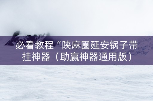 必看教程“陕麻圈延安锅子带挂神器（助赢神器通用版）