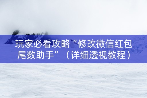 玩家必看攻略“修改微信红包尾数助手”（详细透视教程）-哔哩哔哩