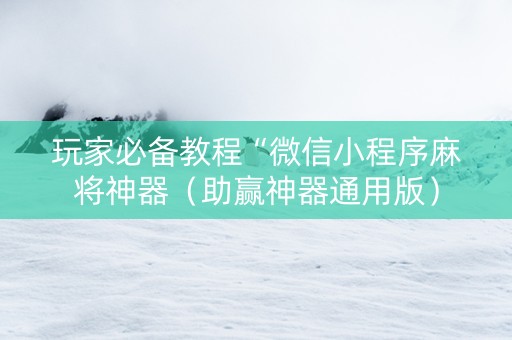 玩家必备教程“微信小程序麻将神器（助赢神器通用版）
