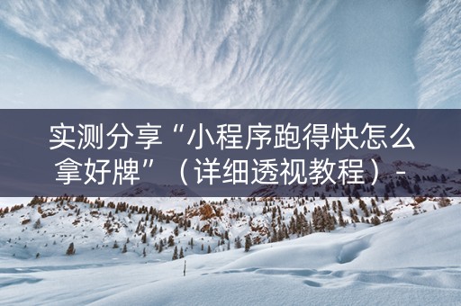 实测分享“小程序跑得快怎么拿好牌”（详细透视教程）-哔哩哔哩