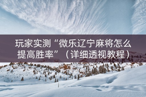 玩家实测“微乐辽宁麻将怎么提高胜率”（详细透视教程）-哔哩哔哩